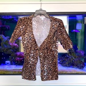 XS cheetah print short sleeve cardigan
